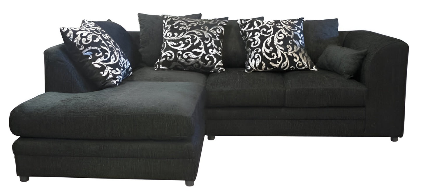 Dylan Elegant Chenille Corner Sofa - Brand New Black and Grey | Stylish Living Room Furniture