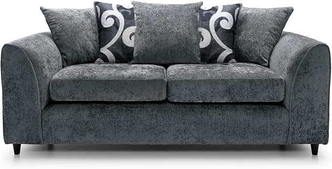 Dylan Elegant Chenille Corner Sofa - Brand New Black and Grey | Stylish Living Room Furniture