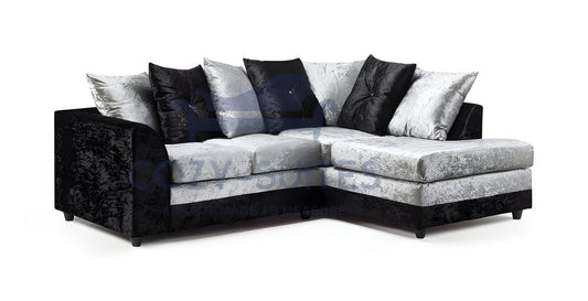 Bella Elegant Crushed Velvet Corner Sofa - Brand New | Luxury Sectional Living Room Furniture