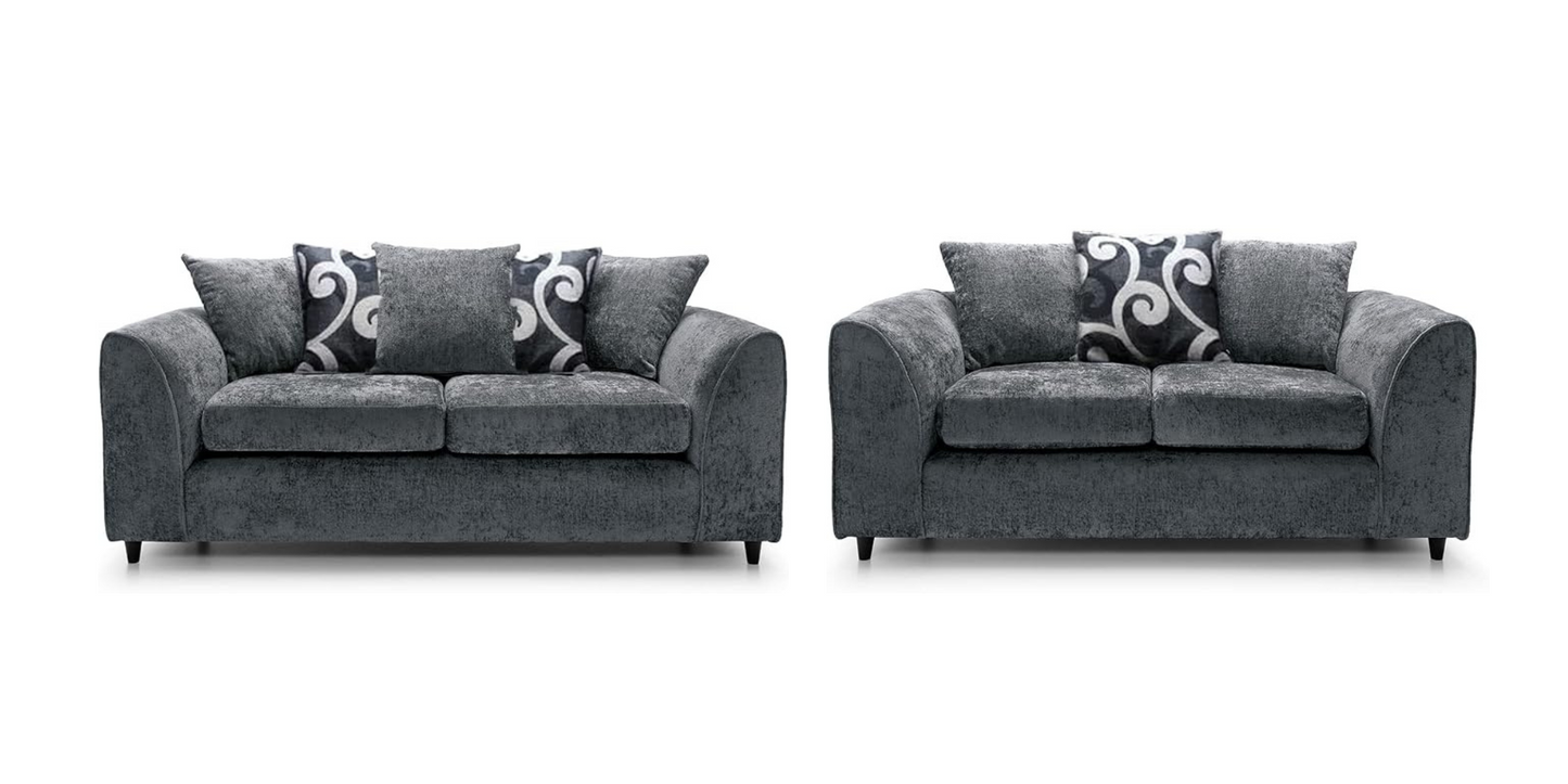 Dylan Elegant Chenille Corner Sofa - Brand New Black and Grey | Stylish Living Room Furniture