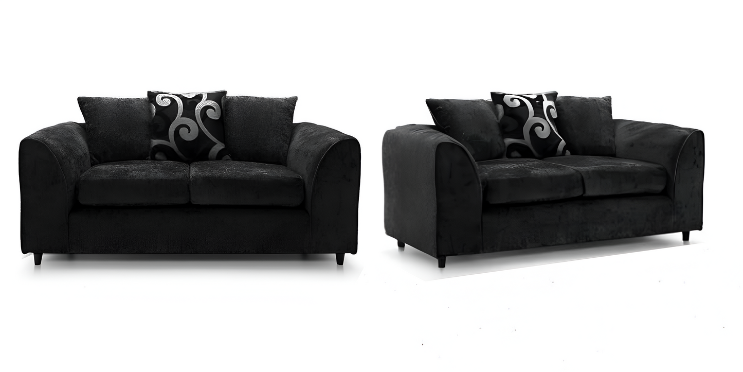 Dylan Elegant Chenille Corner Sofa - Brand New Black and Grey | Stylish Living Room Furniture